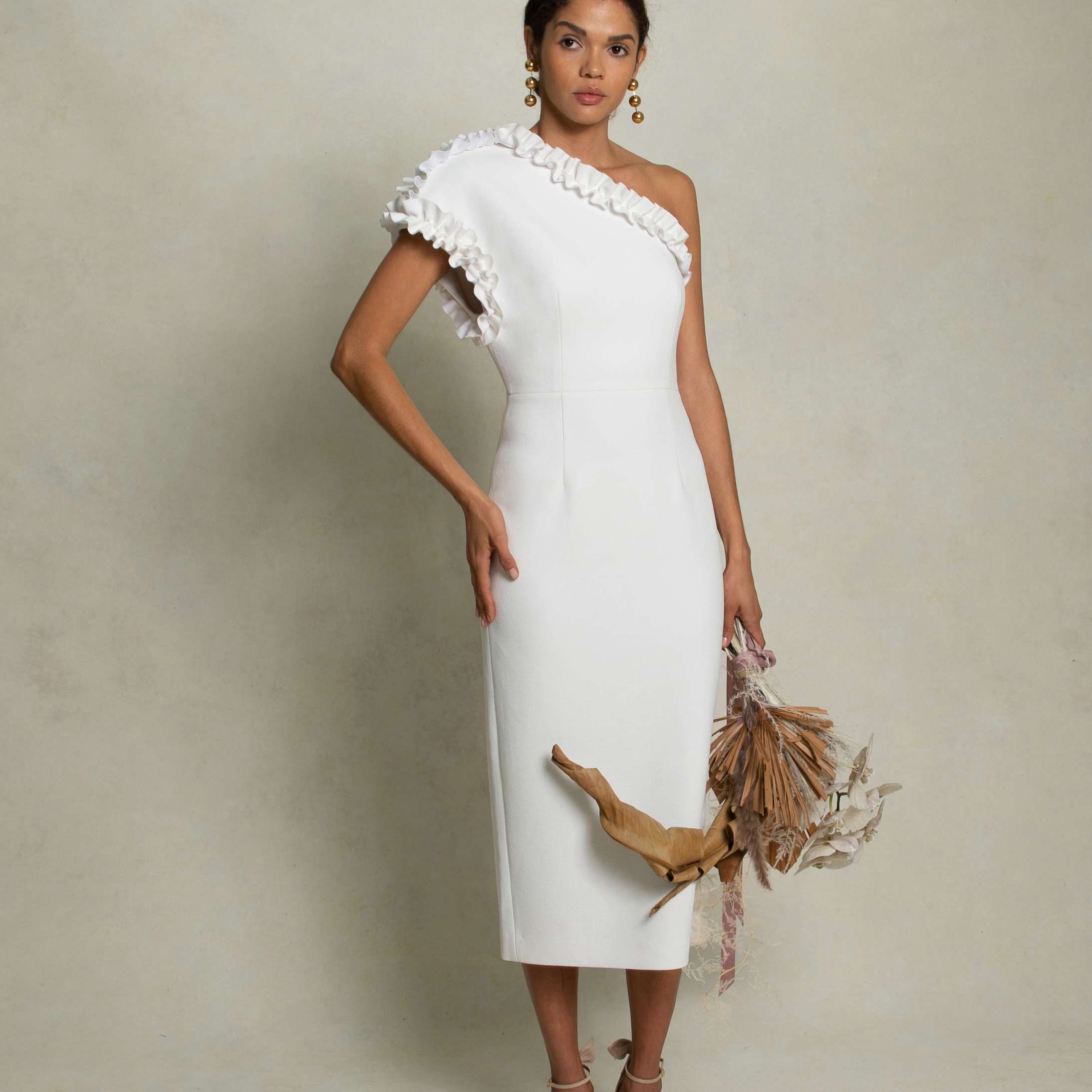 Baci单肩象牙迷你裙