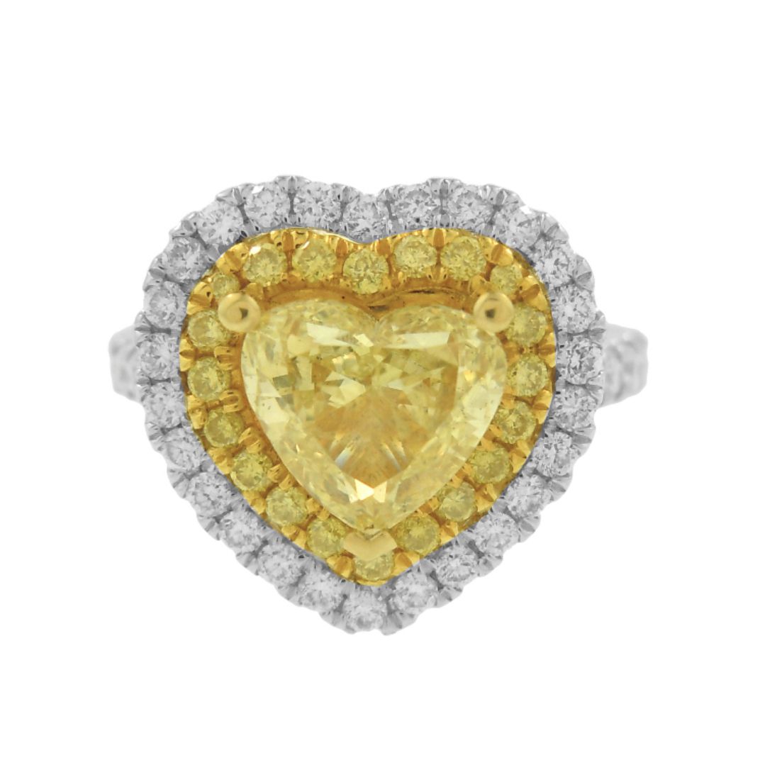 妮可玫瑰黄白心钻戒