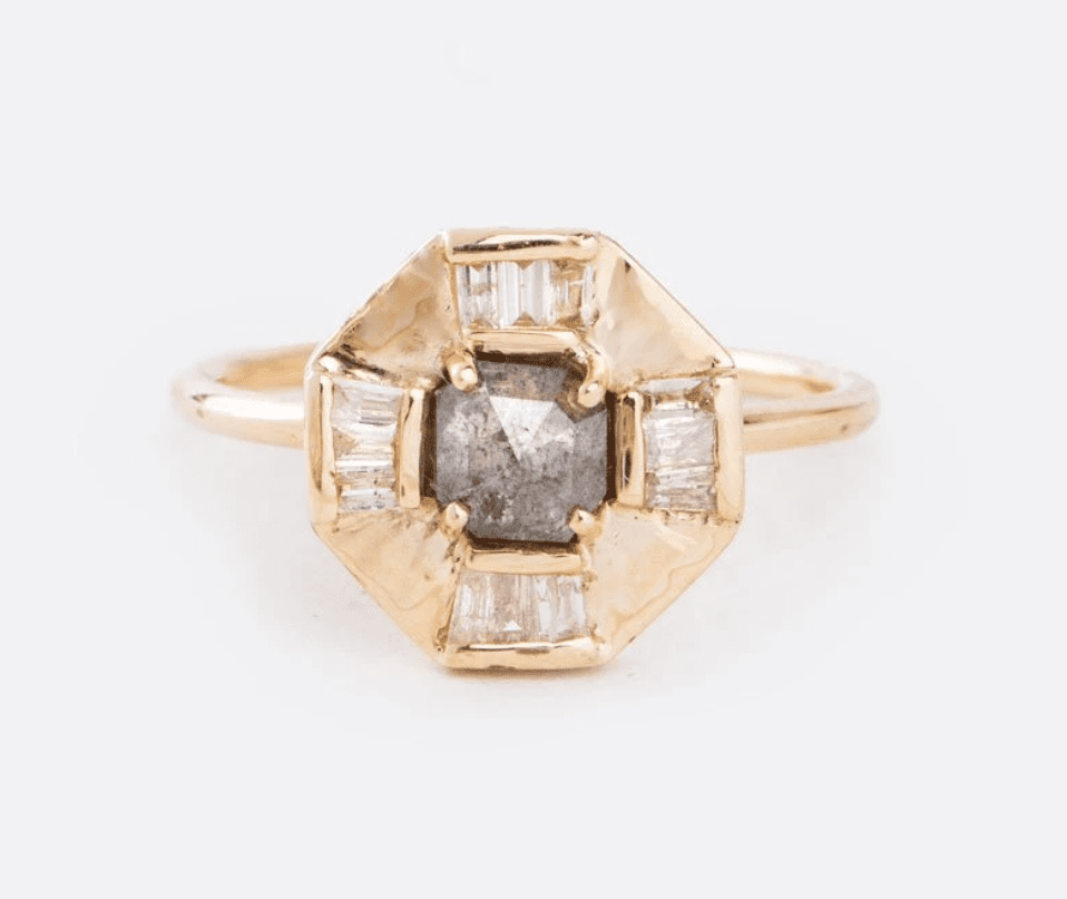 Eva Noga盐和胡椒葱钻石戒指