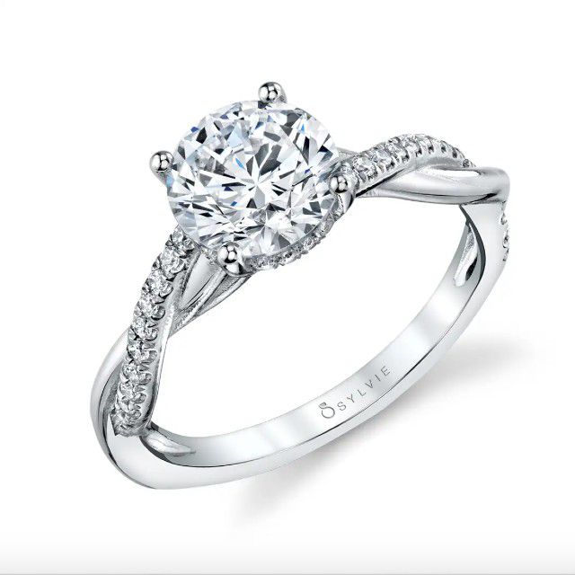 带有隐藏光环的ld乐动官网螺旋订婚戒指