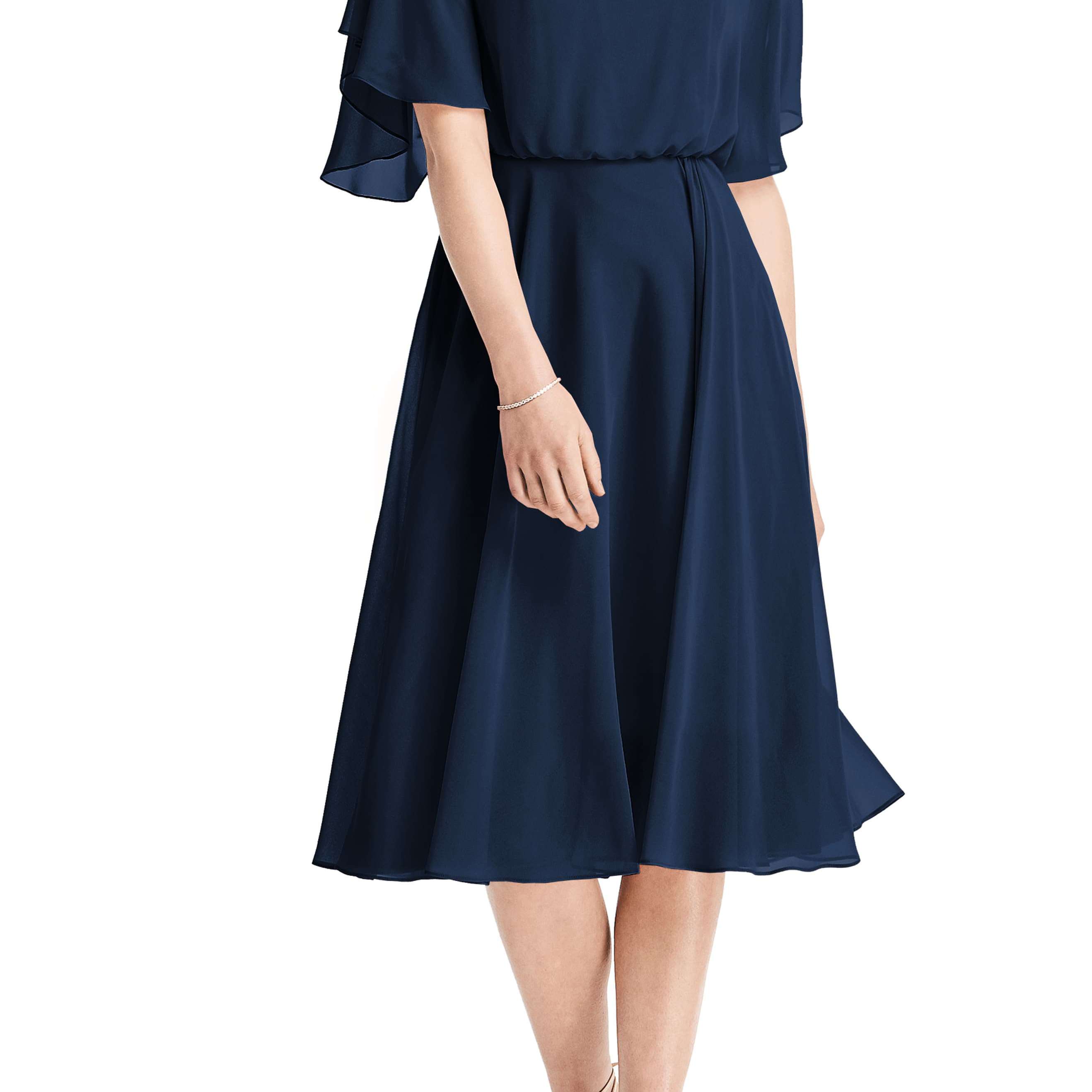 Jenny Packham飘袖开背雪纺鸡尾酒裙250美元