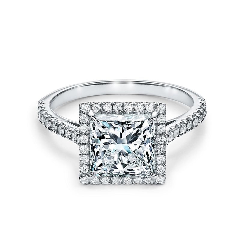 蒂芙尼Soleste公主方形切割光环订婚戒指ld乐动官网