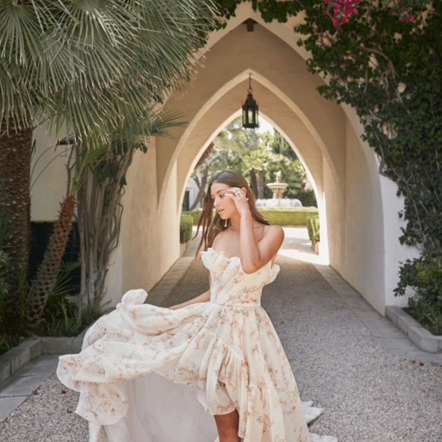 莫尼克·利尔“瓦伦西亚”碎花印花礼服